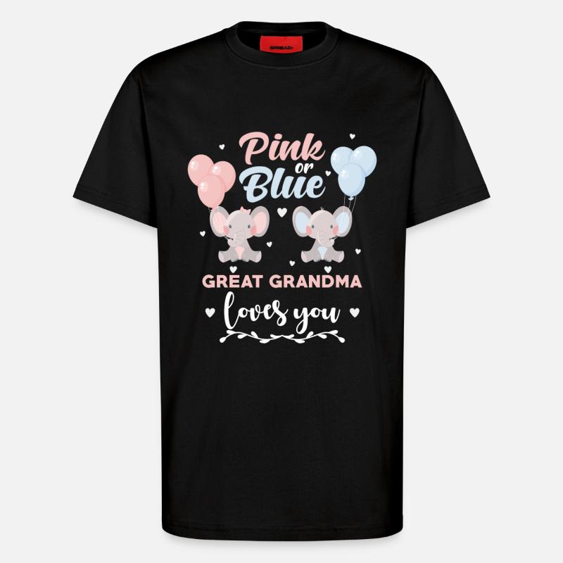Rosa Oder Blauer Urgroßmutter Elefant - T-Shirt - made by SPREAD - SOLID BLACK