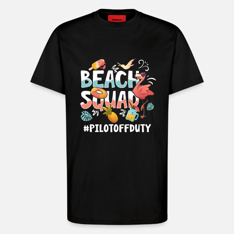 Pilot Vacation Beach Group - T-Shirt - made by SPREAD - SOLID BLACK