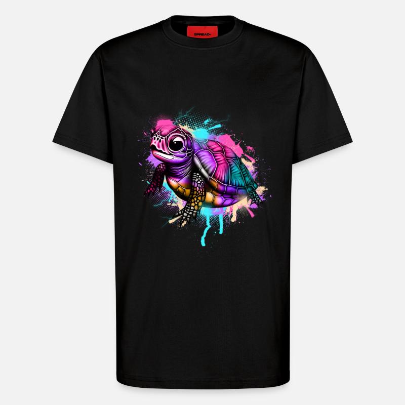 Schildkröte Graffiti Bunt - T-Shirt - made by SPREAD - SOLID BLACK
