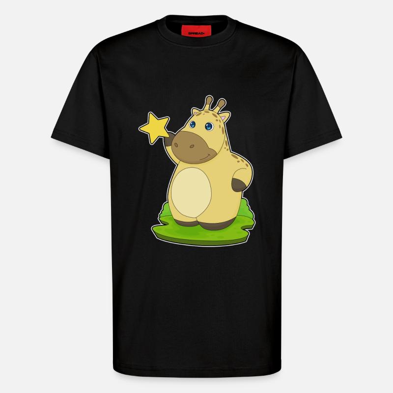 Giraffe Star - T-Shirt - made by SPREAD - SOLID BLACK