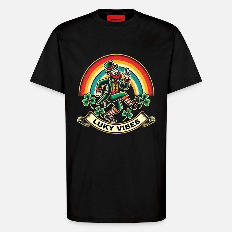 Luky Vibes pour la Saint-Patrick - T-shirt bio décontracté fabriqué en UE - SOLID BLACK