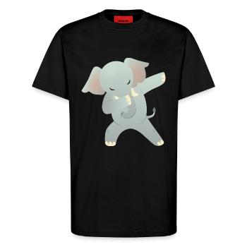 Elephant Dab Dance - Cool Gift - T-shirt bio décontracté fabriqué en UE - SOLID BLACK - Devant - Alina (178cm) & Michal (187cm)