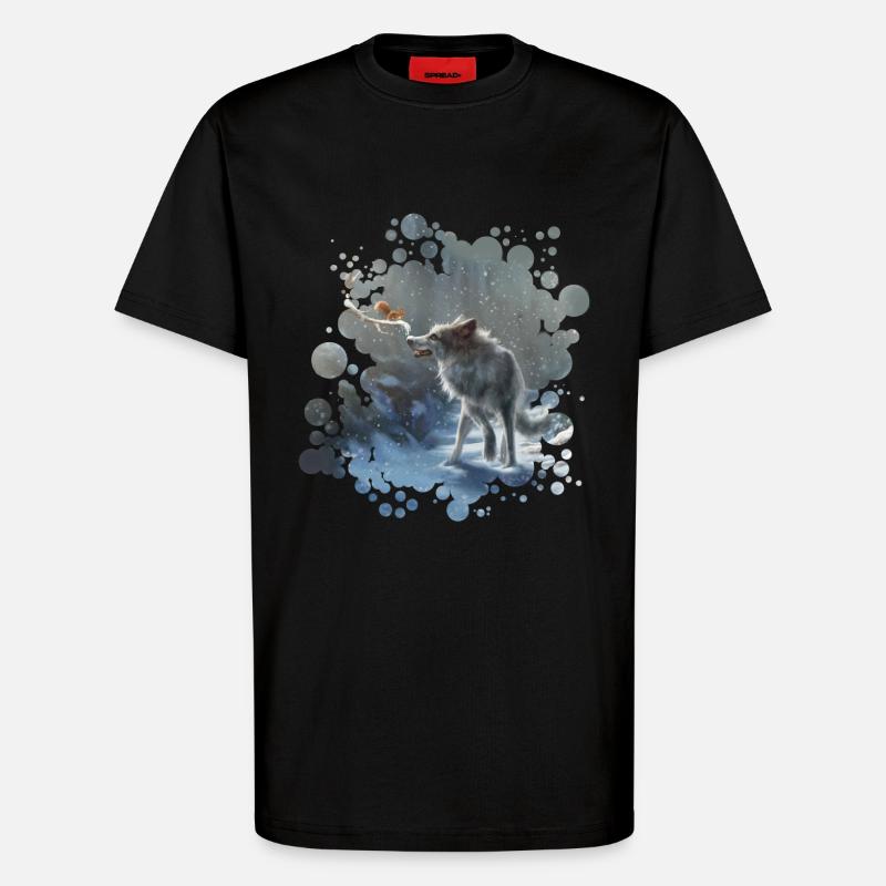 Wolf Eichhörnchen Winter - T-Shirt - made by SPREAD - SOLID BLACK