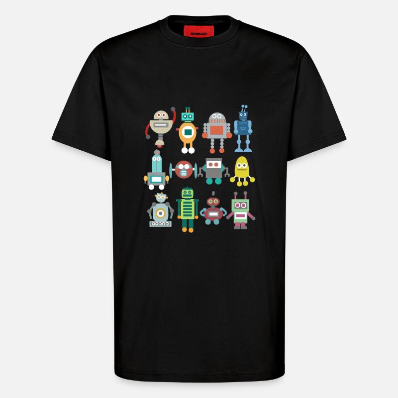 Roboter Retro - T-Shirt - made by SPREAD - SOLID BLACK