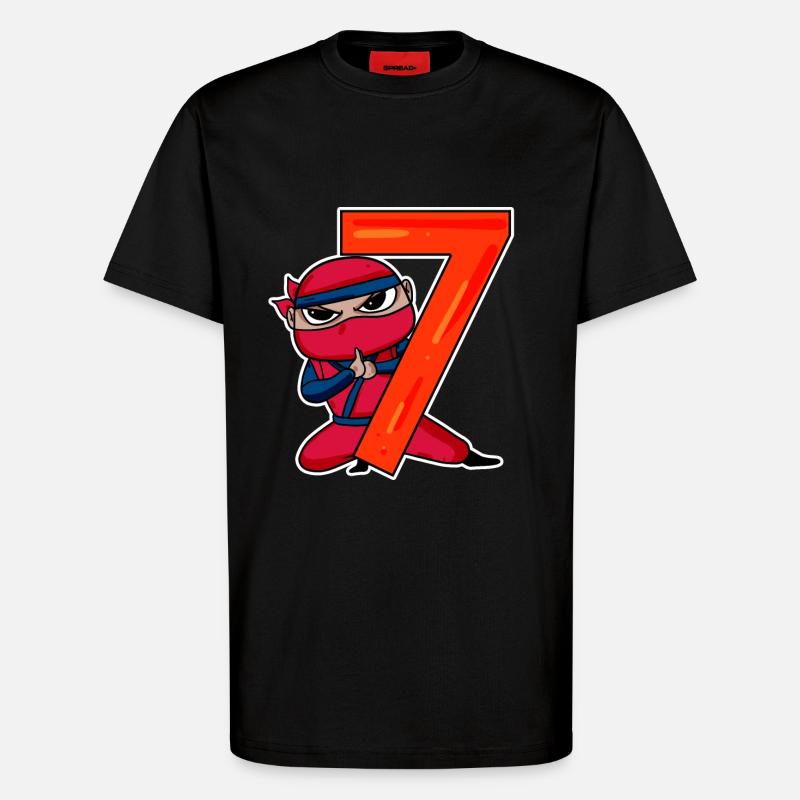 Fils Ninja de 7 ans - T-shirt bio décontracté fabriqué en UE - SOLID BLACK