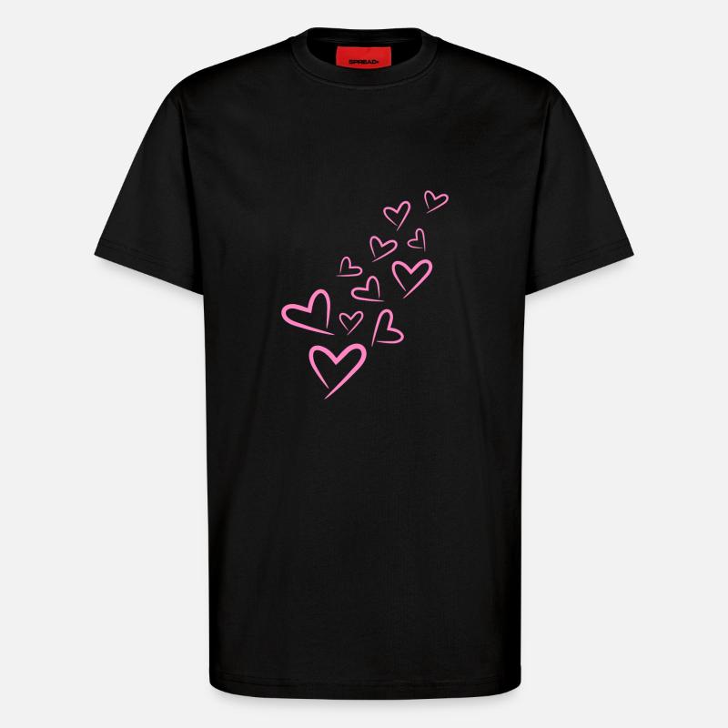 Herzchen Herz Muster Rosa - T-Shirt - made by SPREAD - SOLID BLACK