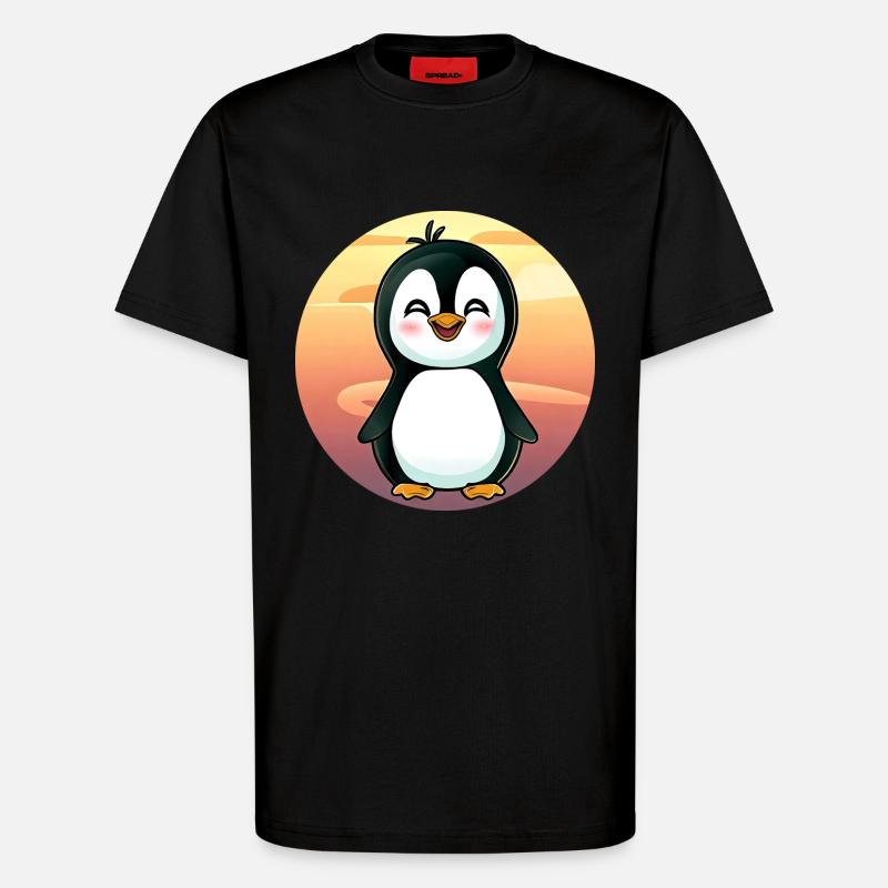 Kawaii Penguin Sunset - T-Shirt - made by SPREAD - SOLID BLACK