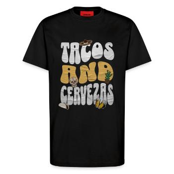 Taco - T-Shirt - made by SPREAD - SOLID BLACK - Front - Alina (178cm) & Michal (187cm)