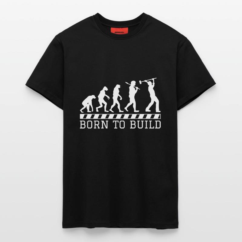 Evolution Bauarbeiter Geschenk Bau Beruf Arbeit T-Shirt - made by SPREAD
