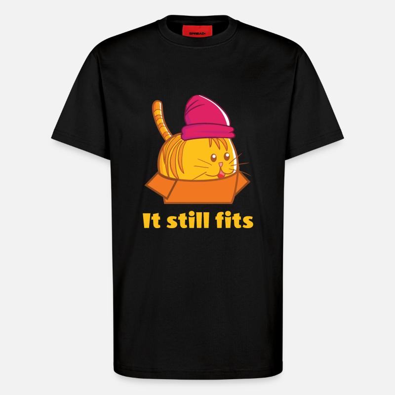 Il convient toujours - Chat épais dans le carton - T-shirt bio décontracté fabriqué en UE - SOLID BLACK