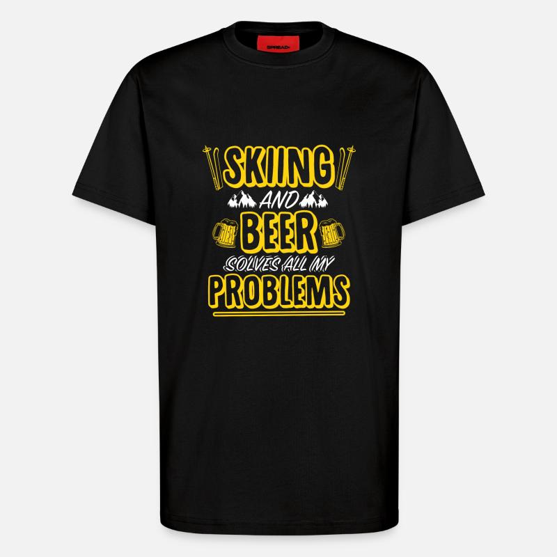 Le ski et la bière - T-shirt bio décontracté fabriqué en UE - SOLID BLACK