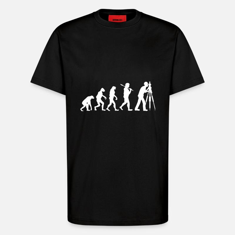 Evolution Ingenieur vermessung Geschenk Beruf - T-Shirt - made by SPREAD - SOLID BLACK