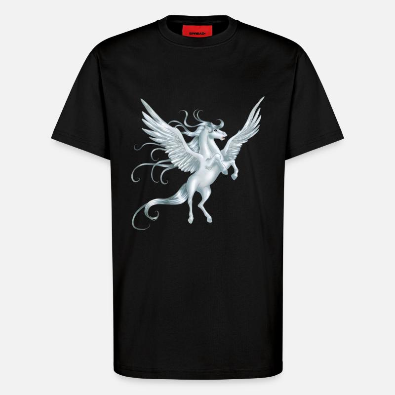 Pegasus aux ailes déployées - T-shirt bio décontracté fabriqué en UE - SOLID BLACK
