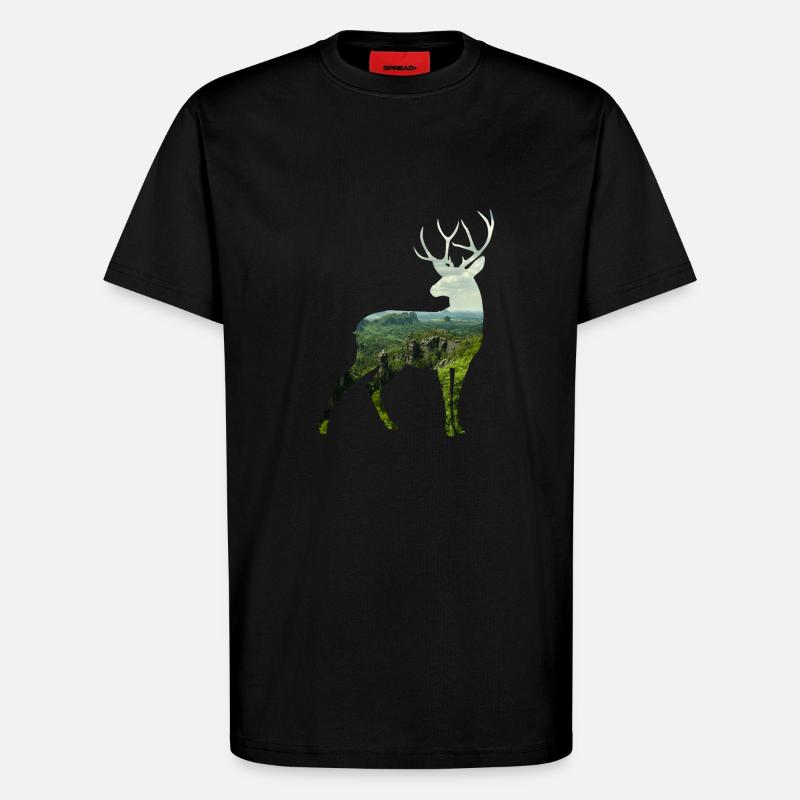 Deer silhoutte - T-Shirt - made by SPREAD - SOLID BLACK