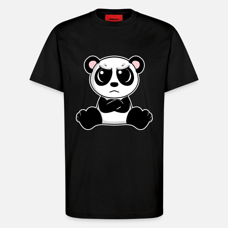 Cute panda is annoyed - T-Shirt - made by SPREAD - SOLID BLACK