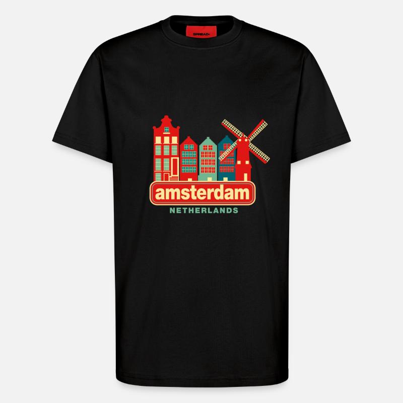 Amsterdam netherlands - T-Shirt - made by SPREAD - SOLID BLACK