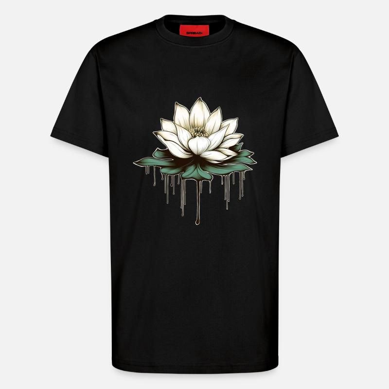 Fleur de lotus - T-shirt bio décontracté fabriqué en UE - SOLID BLACK