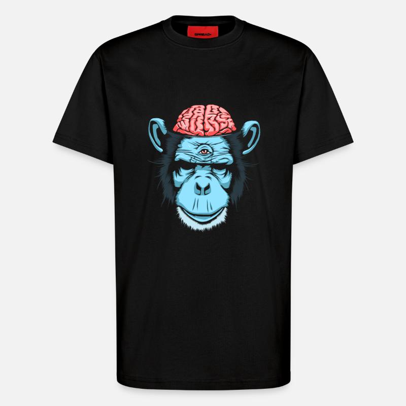 Brain Chimp - T-Shirt - made by SPREAD - SOLID BLACK