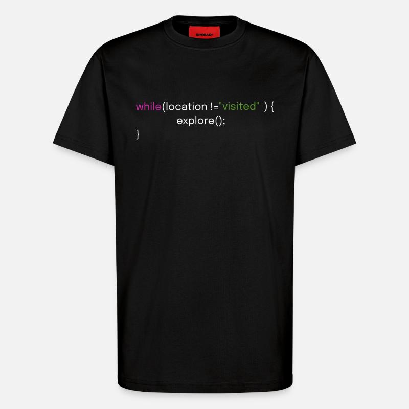 Travel and Coding Design - T-Shirt - made by SPREAD - SOLID BLACK