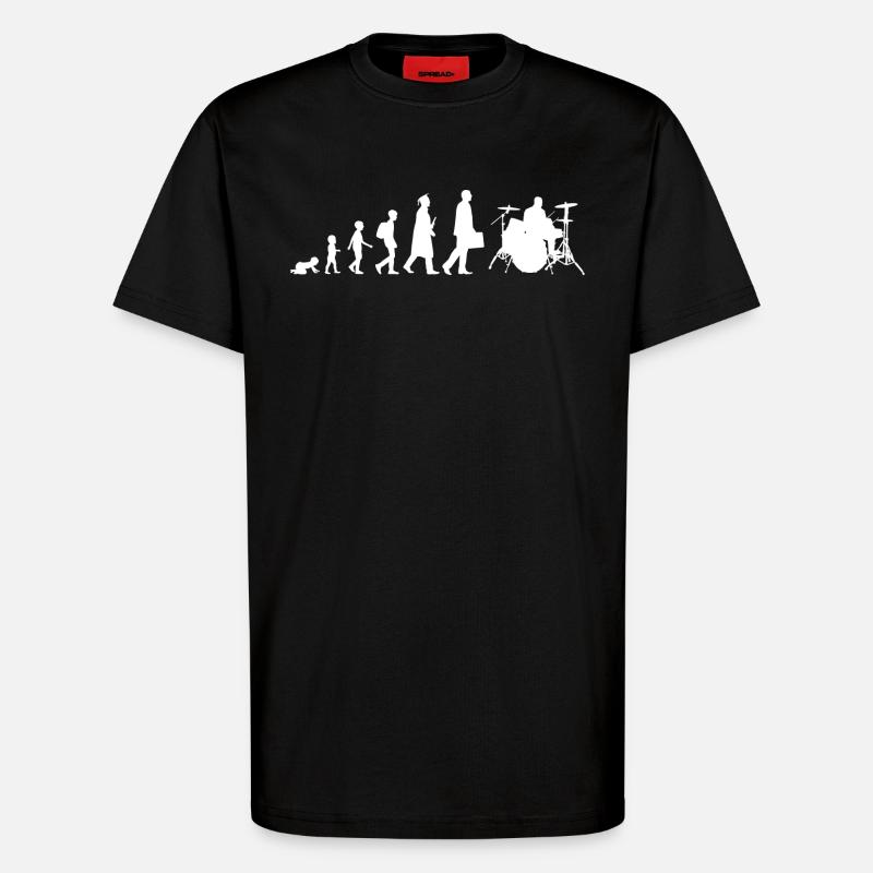 Drummer Evolution - T-Shirt - made by SPREAD - SOLID BLACK