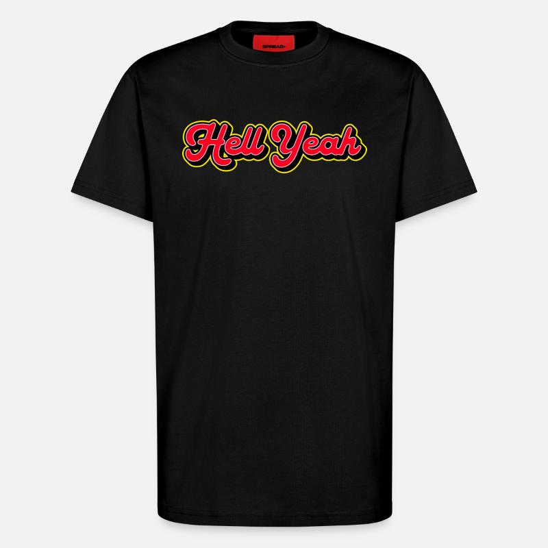 Hell Yeah 3D Retro Script - T-shirt bio décontracté fabriqué en UE - SOLID BLACK