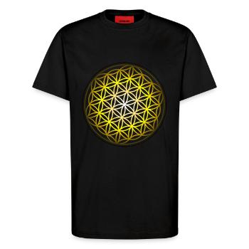 Fleur de vie - T-shirt bio décontracté fabriqué en UE - SOLID BLACK - Devant - Alina (178cm) & Michal (187cm)
