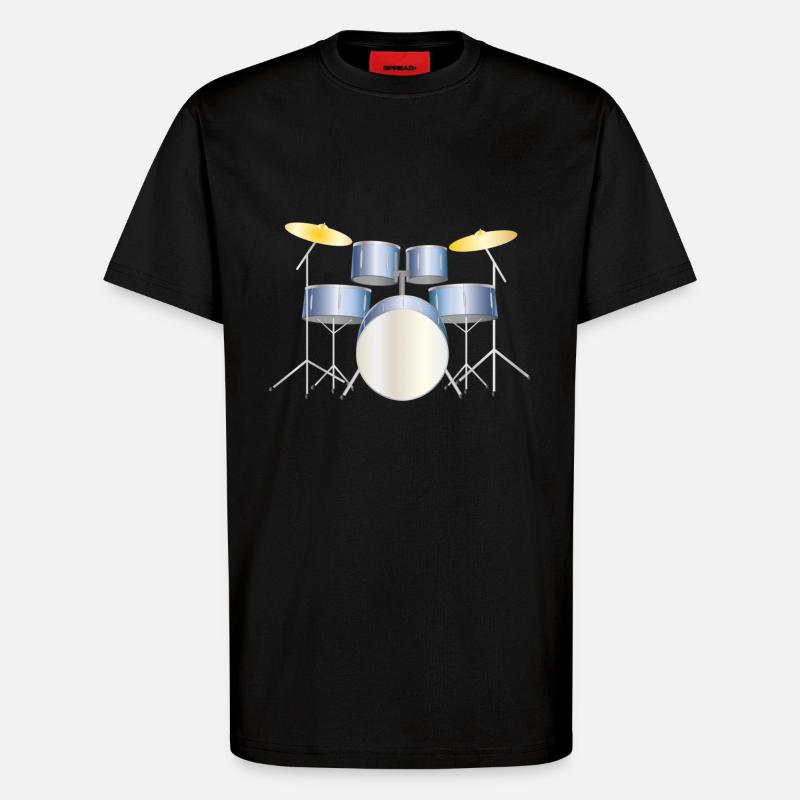 drums blue - T-shirt bio décontracté fabriqué en UE - SOLID BLACK