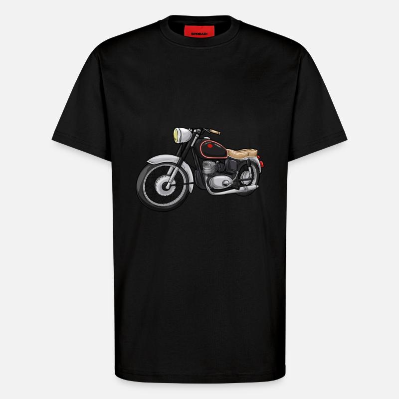 Motorrad mit Sitzbank - T-Shirt - made by SPREAD - SOLID BLACK