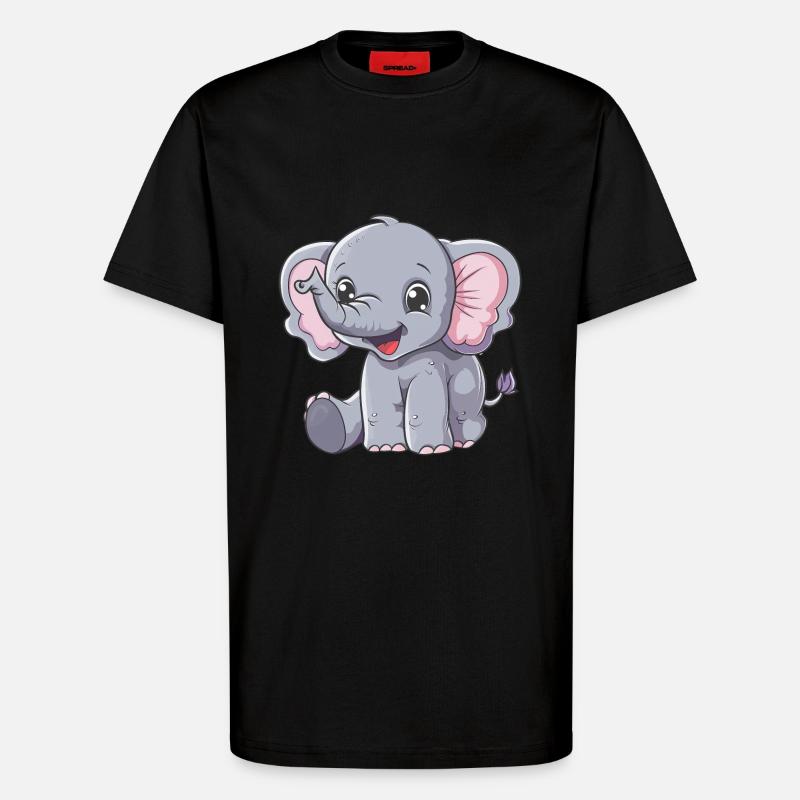 Éléphant mignon pour les enfants - T-shirt bio décontracté fabriqué en UE - SOLID BLACK
