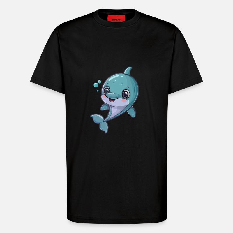 Dauphin joyeux sous l’eau - T-shirt bio décontracté fabriqué en UE - SOLID BLACK