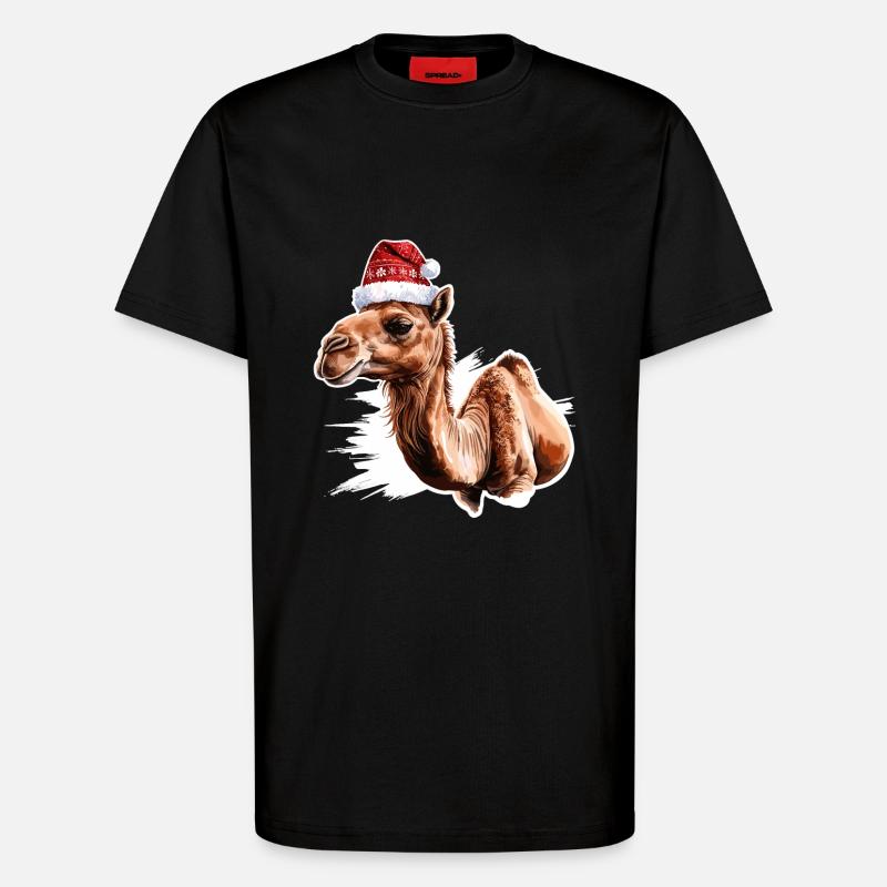 Kamel mit Weihnachtsmütze - T-Shirt - made by SPREAD - SOLID BLACK