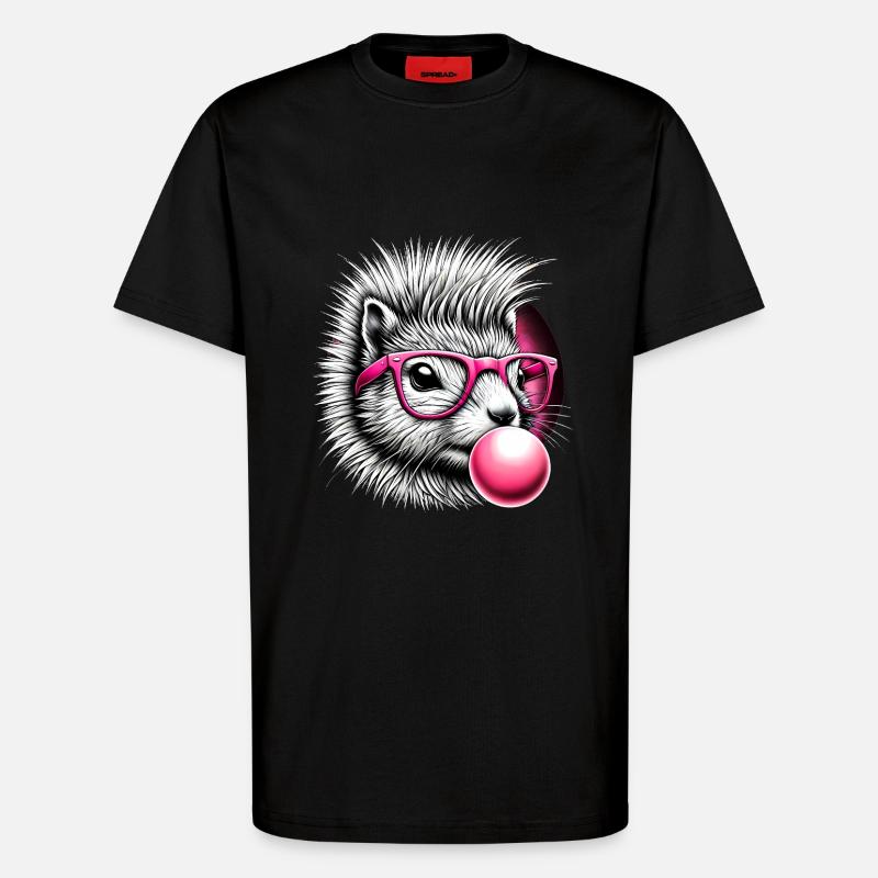Quirky Squirrel with Pink Glasses - T-Shirt - made by SPREAD - SOLID BLACK