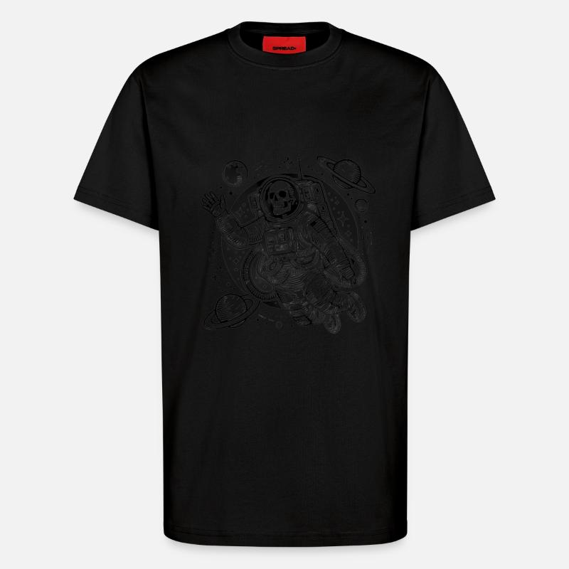 Astronaute squelette flottant dans l’espace - T-shirt bio décontracté fabriqué en UE - SOLID BLACK