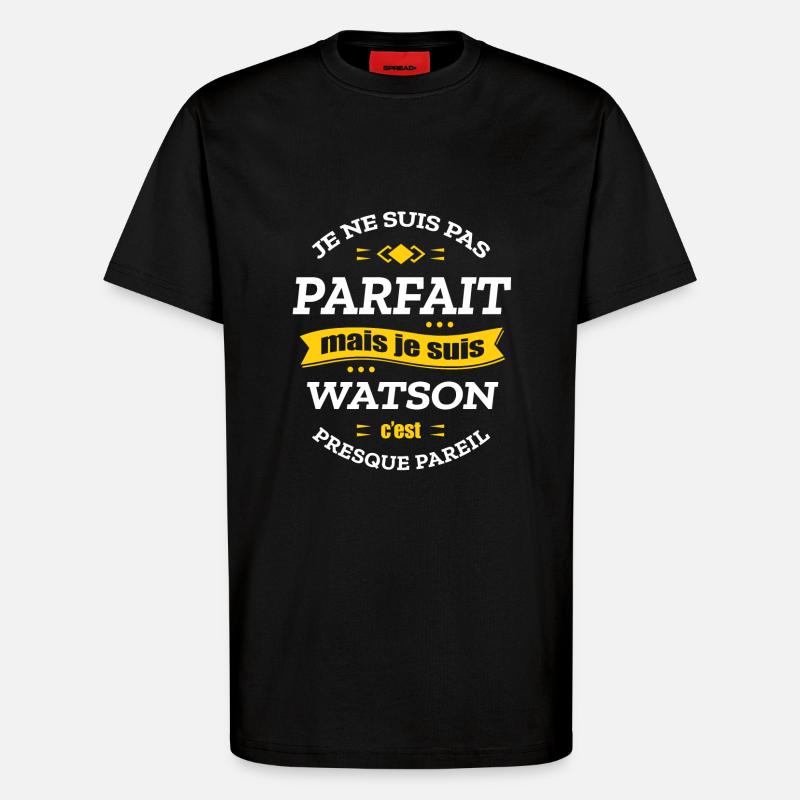 WATSON PARFAIT - PRENOM WATSON - T-shirt bio décontracté fabriqué en UE - SOLID BLACK