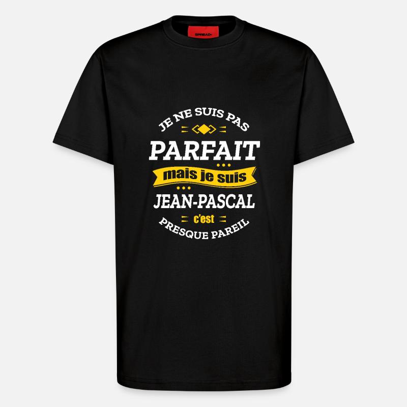 JEAN-PASCAL PARFAIT - PRENOM JEAN-PASCAL - T-shirt bio décontracté fabriqué en UE - SOLID BLACK