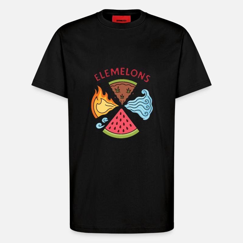 Elemelons Elementales Wassermelonen-Design - T-Shirt - made by SPREAD - SOLID BLACK