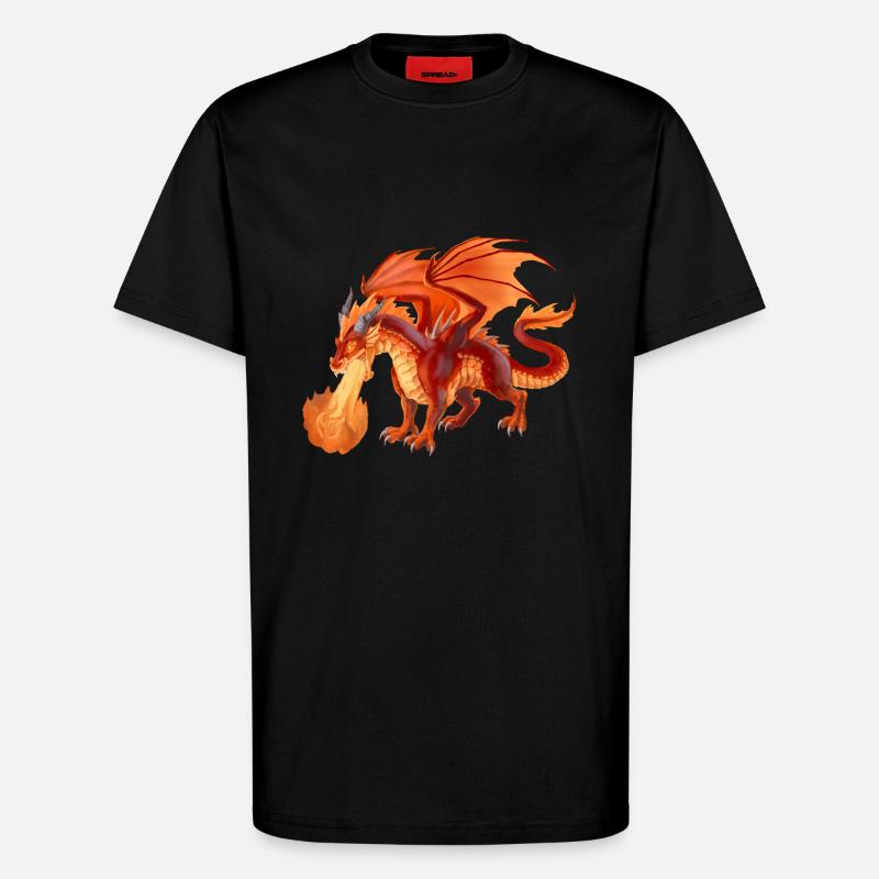 fire dragon - T-Shirt - made by SPREAD - SOLID BLACK