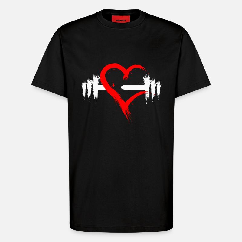 Hantel mit Herz - T-Shirt - made by SPREAD - SOLID BLACK