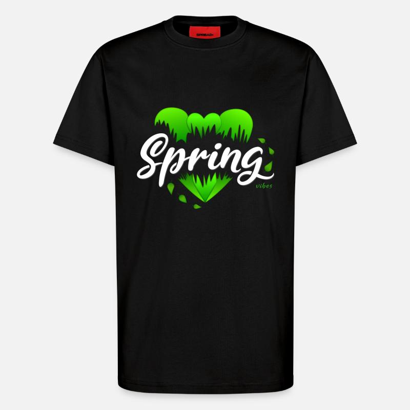 Spring Springtime Hearts - T-Shirt - made by SPREAD - SOLID BLACK