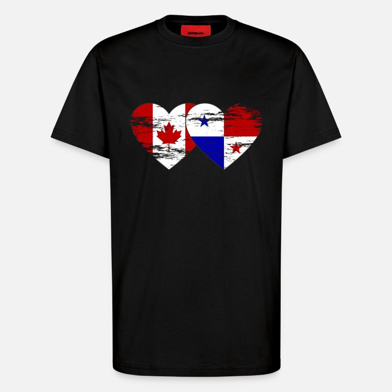 Canada Panama Drapeau utilisé - T-shirt bio décontracté fabriqué en UE - SOLID BLACK