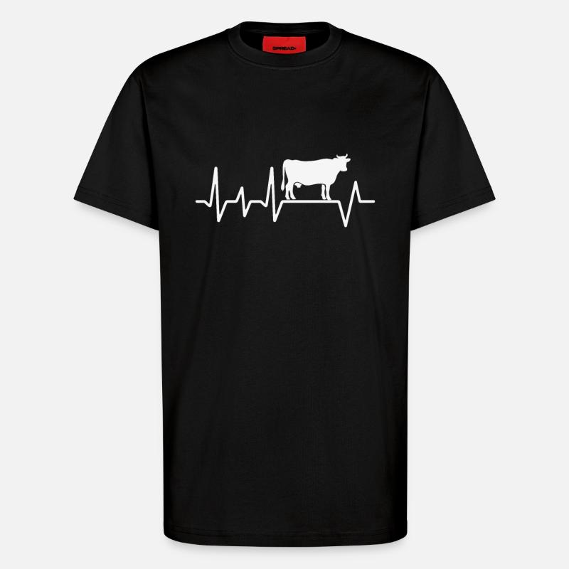 Heartbeat Design mit Kuh - T-Shirt - made by SPREAD - SOLID BLACK