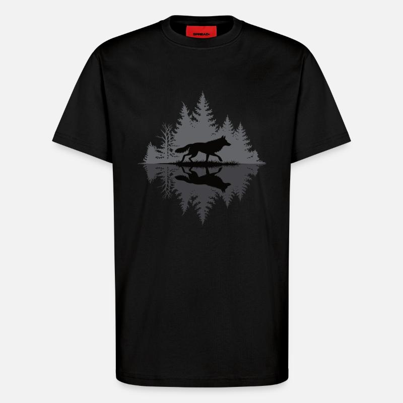 Wolf im dunklen Wald - T-Shirt - made by SPREAD - SOLID BLACK