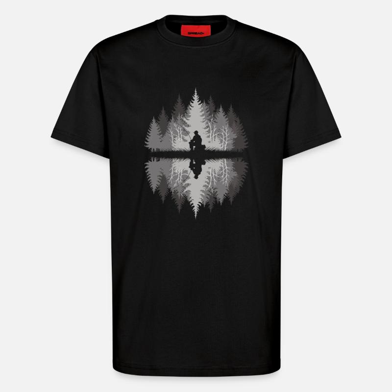 Angler im dunklen Wald - T-Shirt - made by SPREAD - SOLID BLACK