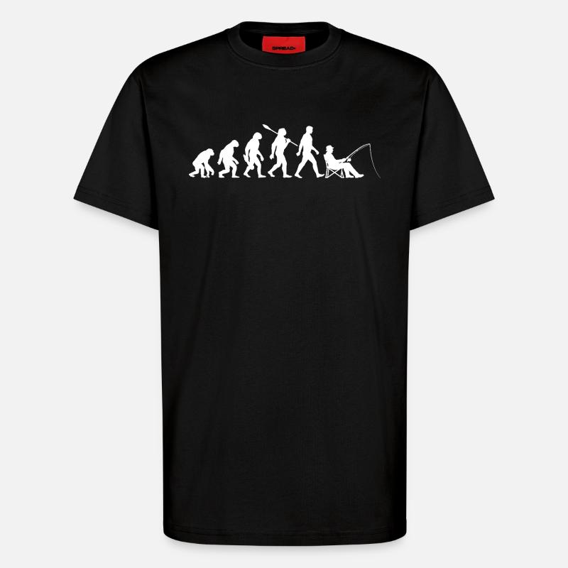 Evolution - Pêcheur, Cadeau de pêche - T-shirt bio décontracté fabriqué en UE - SOLID BLACK
