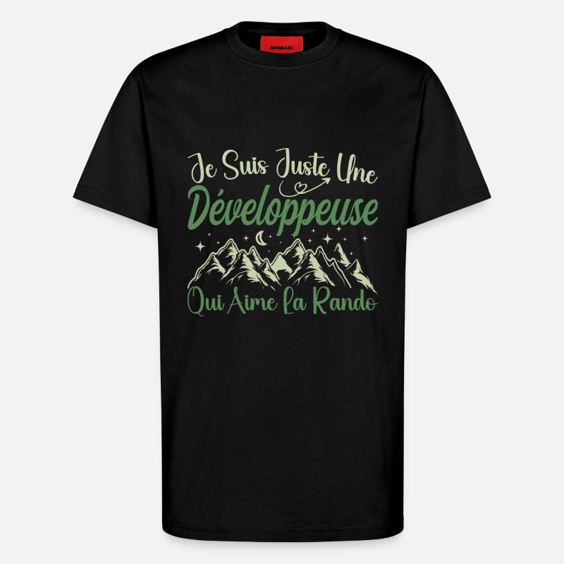 Développeuse aventurier passionnée de Randonnée - T-shirt bio décontracté fabriqué en UE - SOLID BLACK