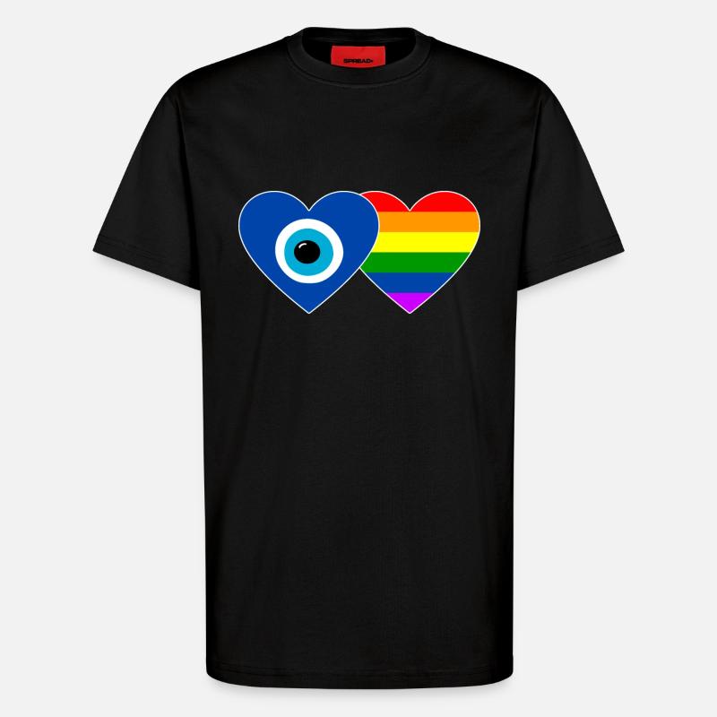 Nazar perle arc-en-ciel drapeau - T-shirt bio décontracté fabriqué en UE - SOLID BLACK