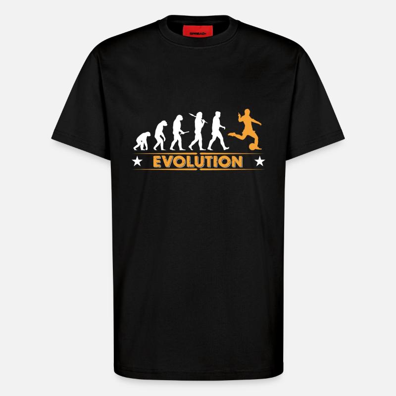 Fussball Evolution - orange/weiss - T-Shirt - made by SPREAD - SOLID BLACK