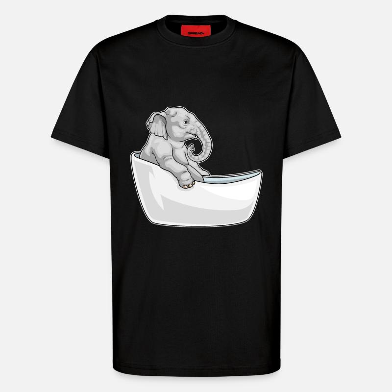 Elephant Bathing Bathtub - T-Shirt - made by SPREAD - SOLID BLACK