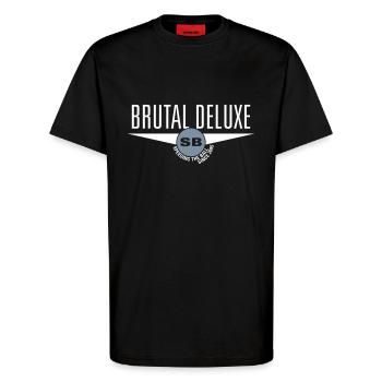 Brutal Deluxe - T-Shirt - made by SPREAD - SOLID BLACK - Front - Alina (178cm) & Michal (187cm)