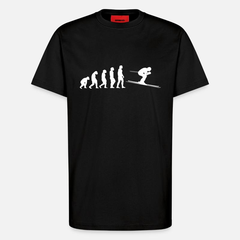 Skiing evolution - T-Shirt - made by SPREAD - SOLID BLACK